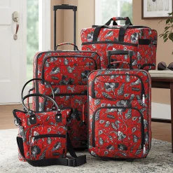 4-Piece Vintage Floral Soft-Side Luggage Set