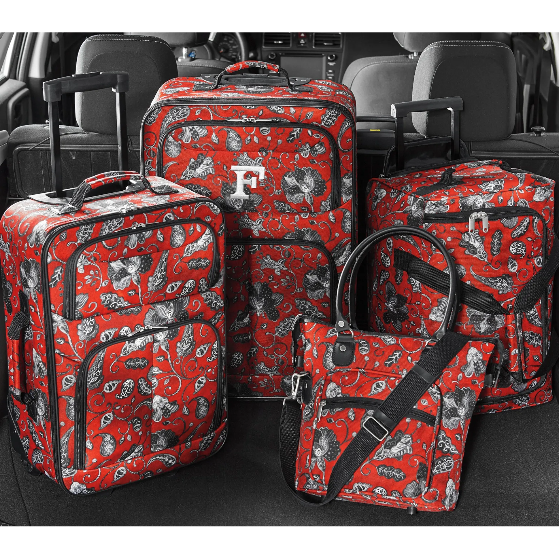 4-Piece Vintage Floral Soft-Side Luggage Set