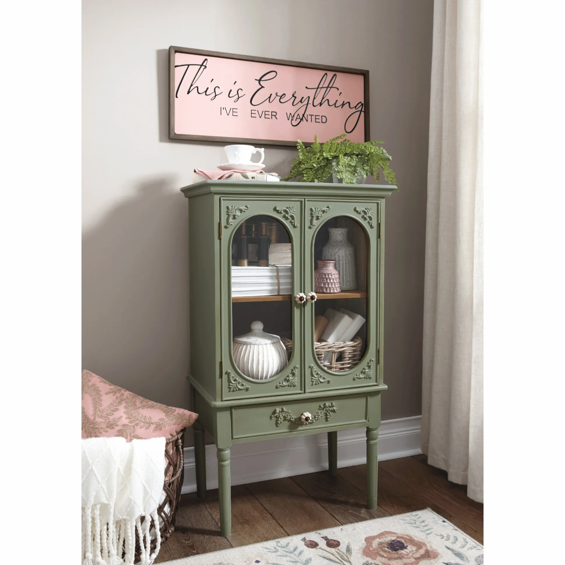 Pisa Flea-Market Inspired Glass Door Accent Cabinet