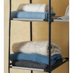 Portable Fabric Storage Wardrobe with Drawers and Hanging Bar