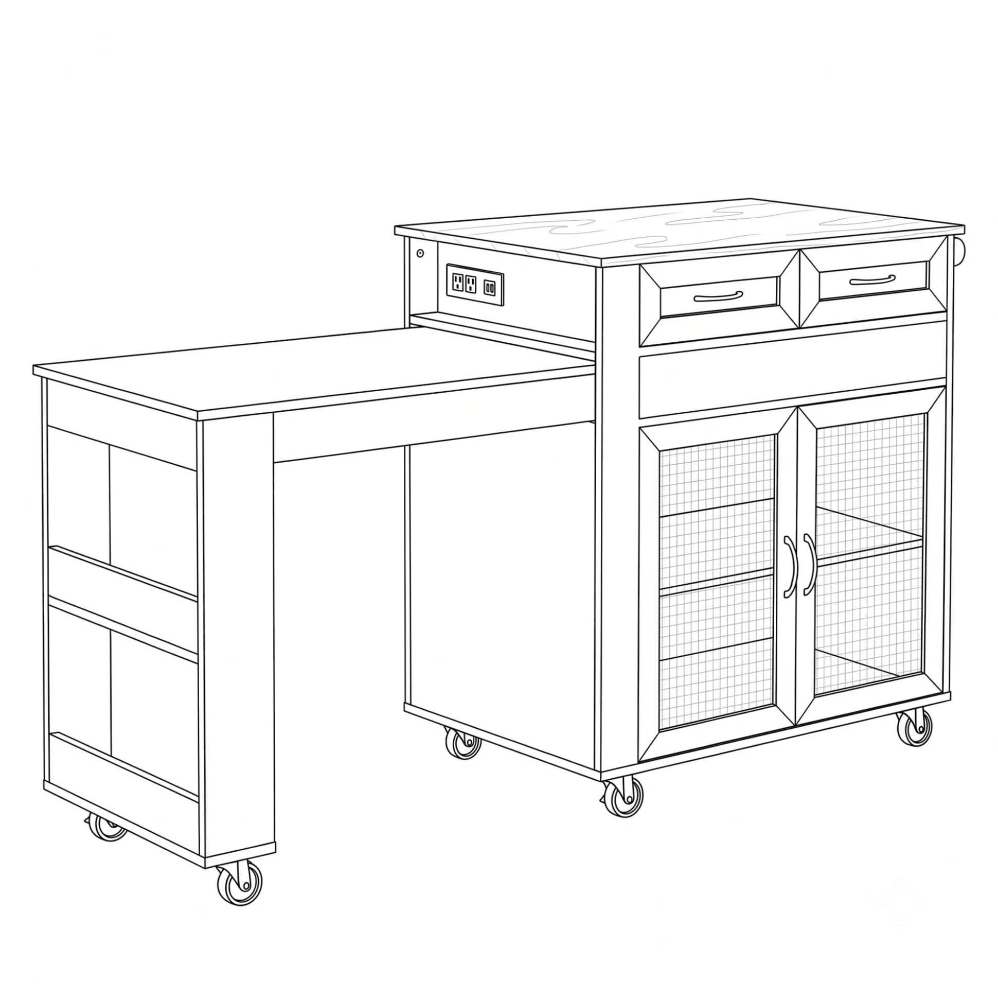 Powered Expandable Kitchen Island