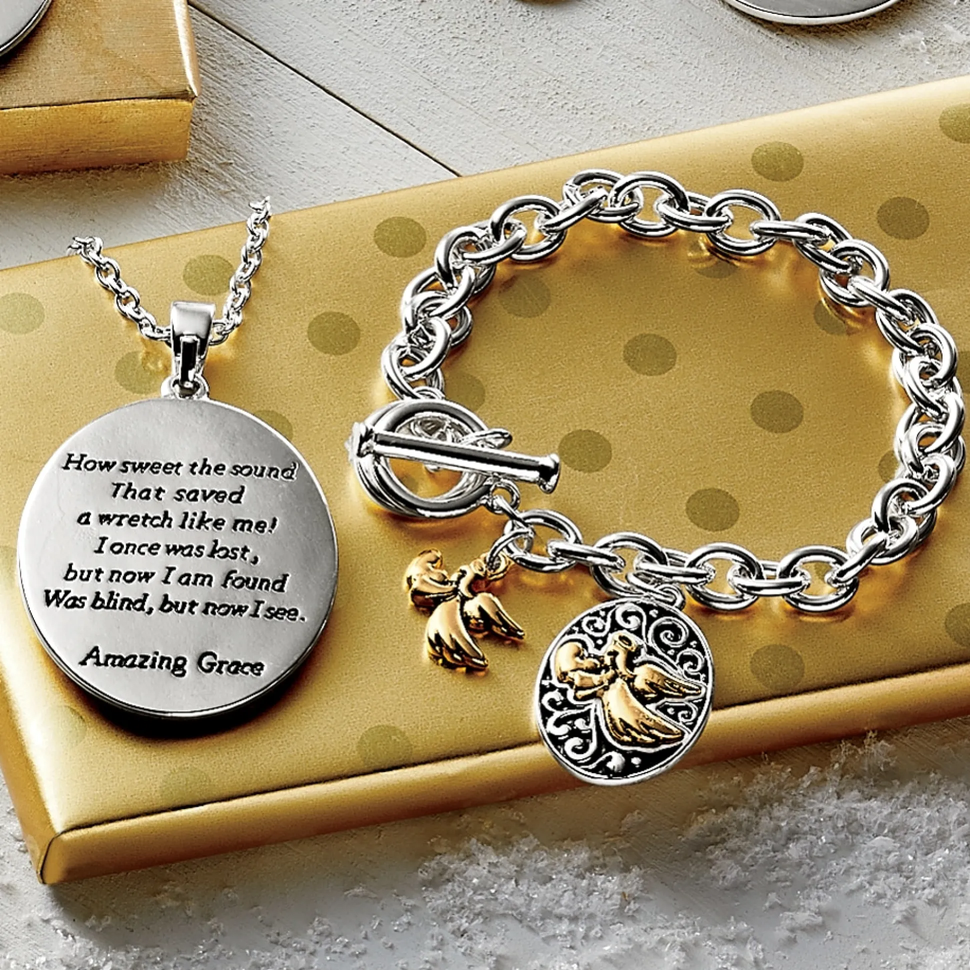 Prayer Charm Two-Tone Jewelry