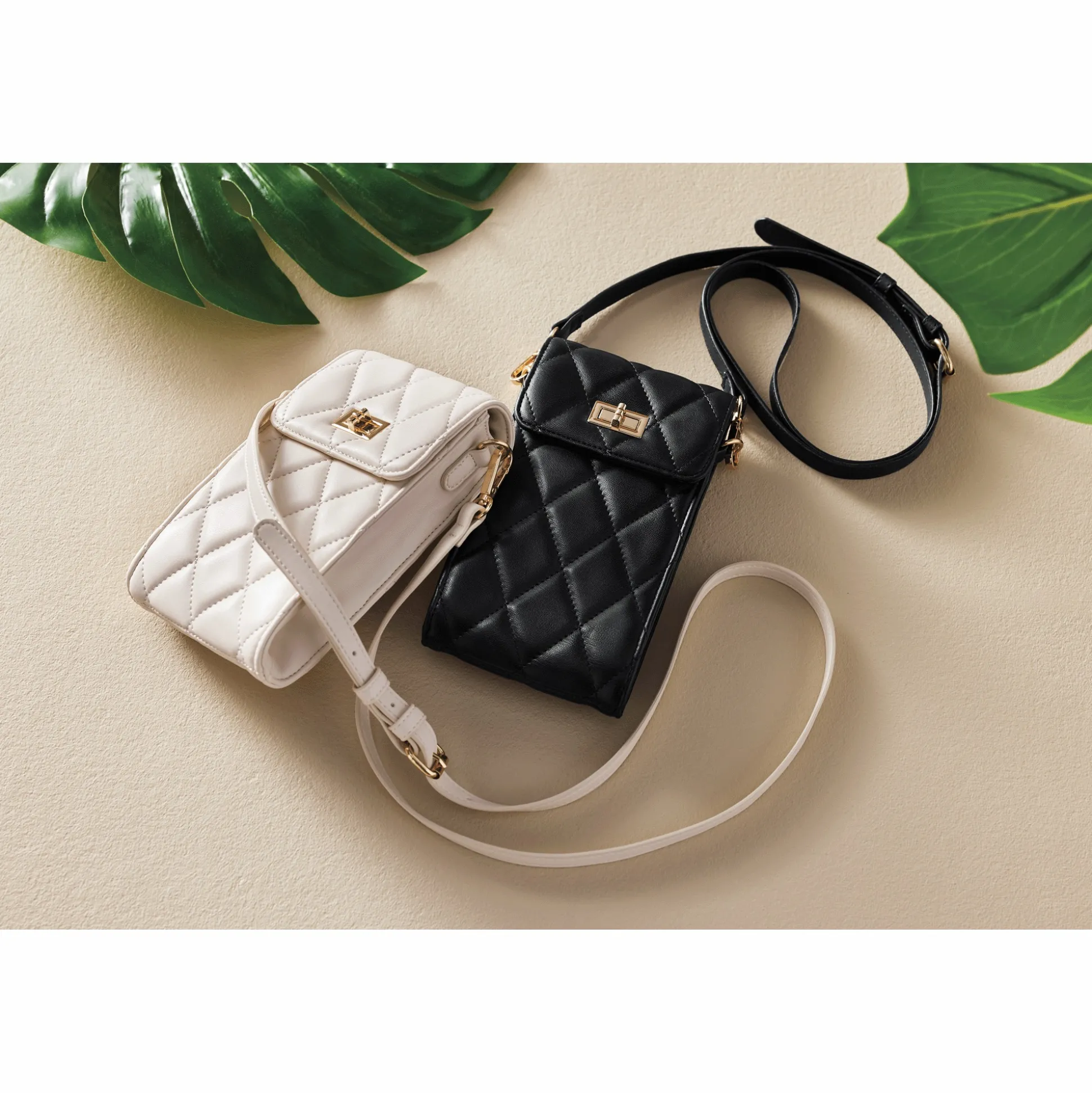 Quilted Faux Leather Phone Purse with Crossbody Strap