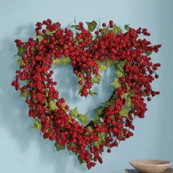 Raspberry and Ivy Heart Wreath