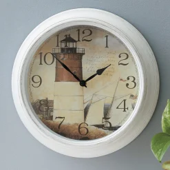 Red Lighthouse Wall Clock