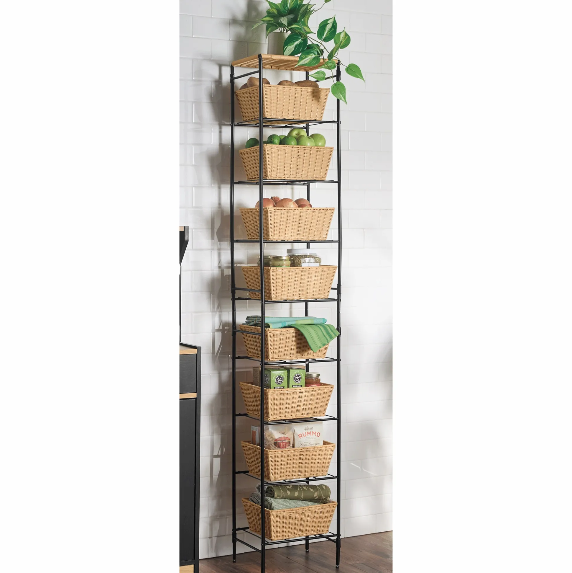 Resin-Wicker Basket Tower