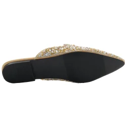 Rhinestone Satin Mule – Low Heel Slip-On Dress Shoe with Sparkling Crystals