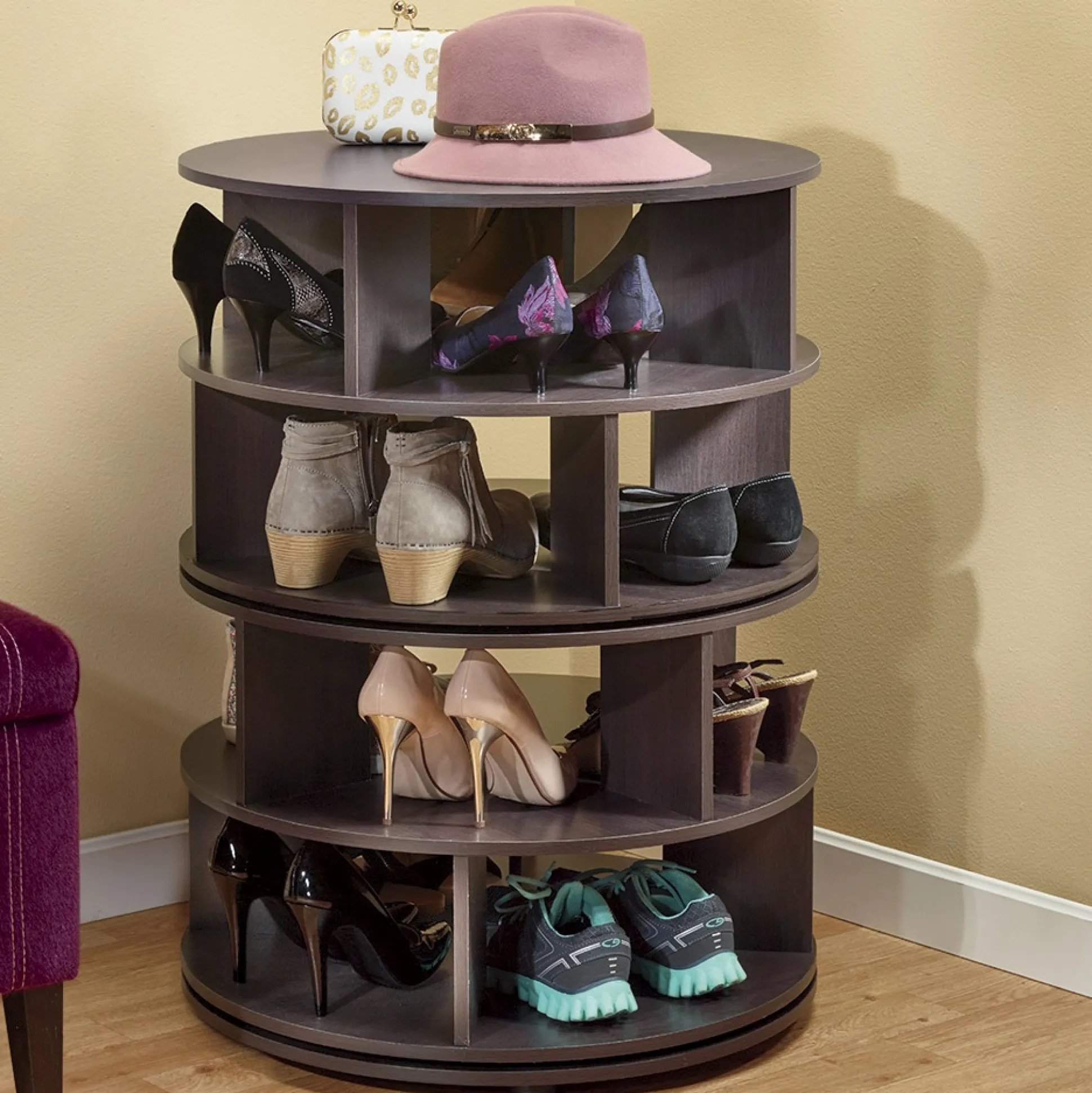 Round Swivel Shoe Rack