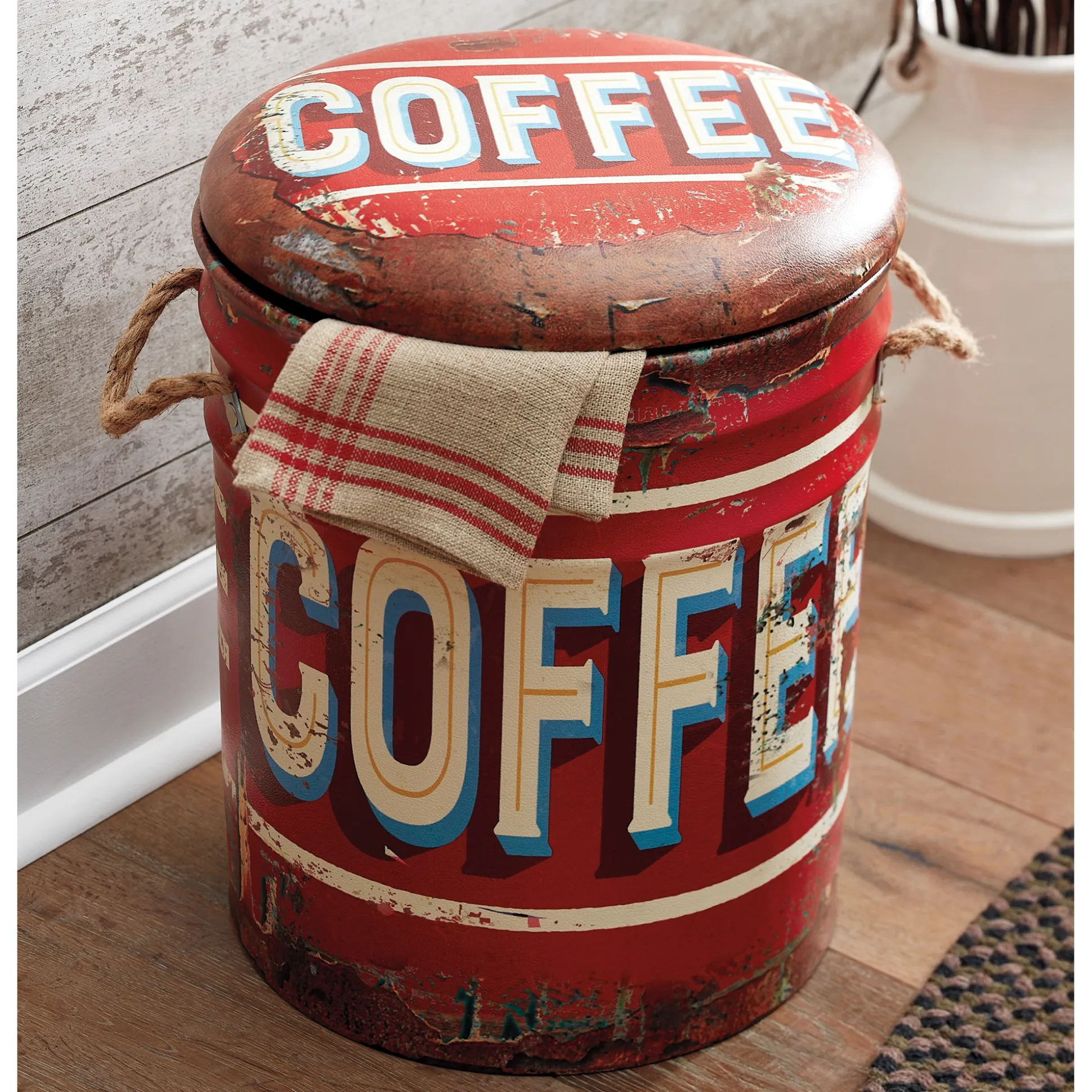 Rustic Coffee Storage Stool