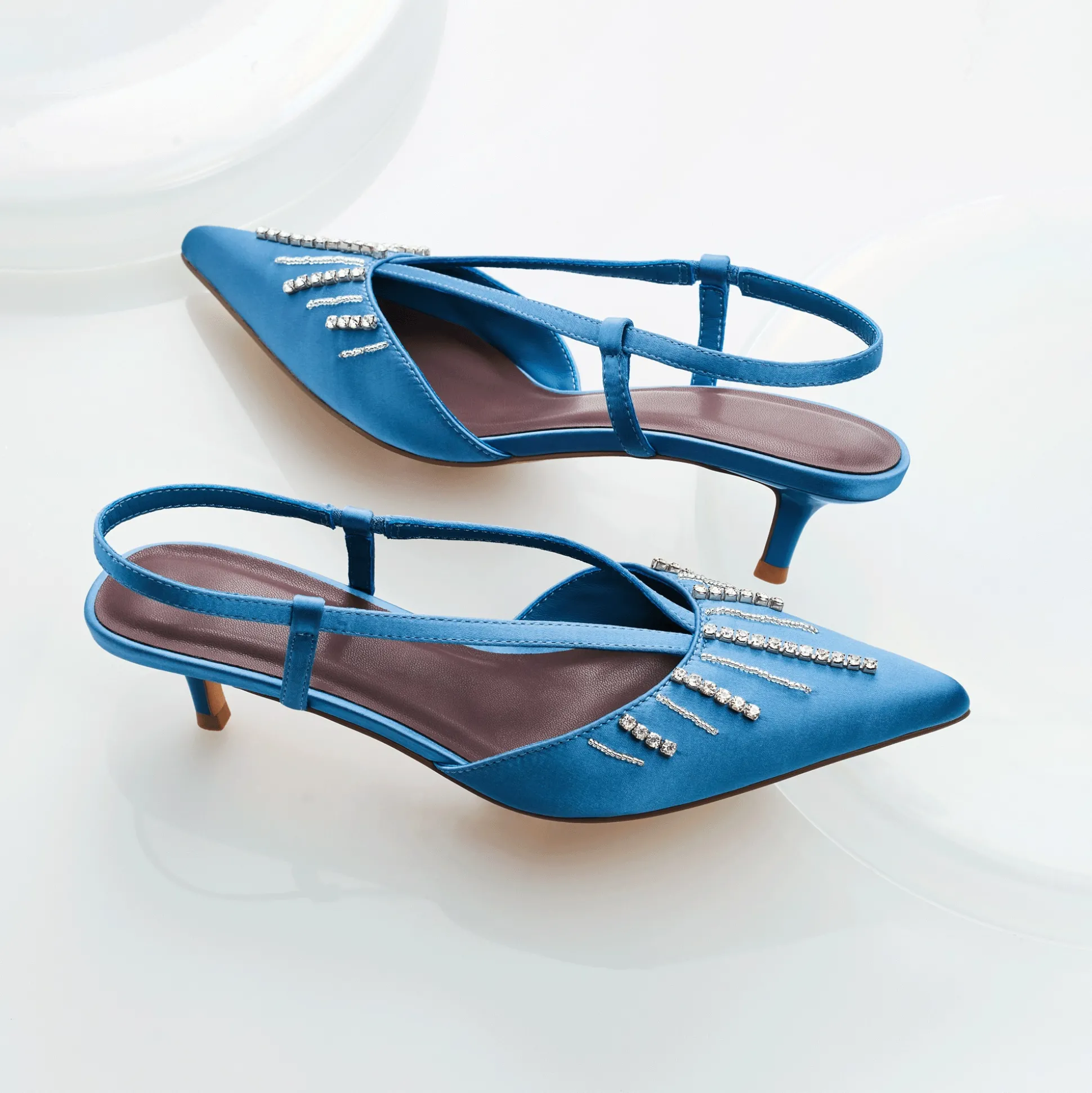 Satin and Rhinestone Slingback