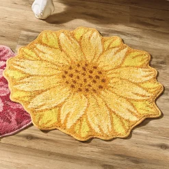 Sculpted Floral Cotton Bath Mat - 24" x 24"