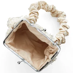 Seashell-Shaped Faux-Pearl & Rhinestone Evening Bag with Beaded Fringe for Women