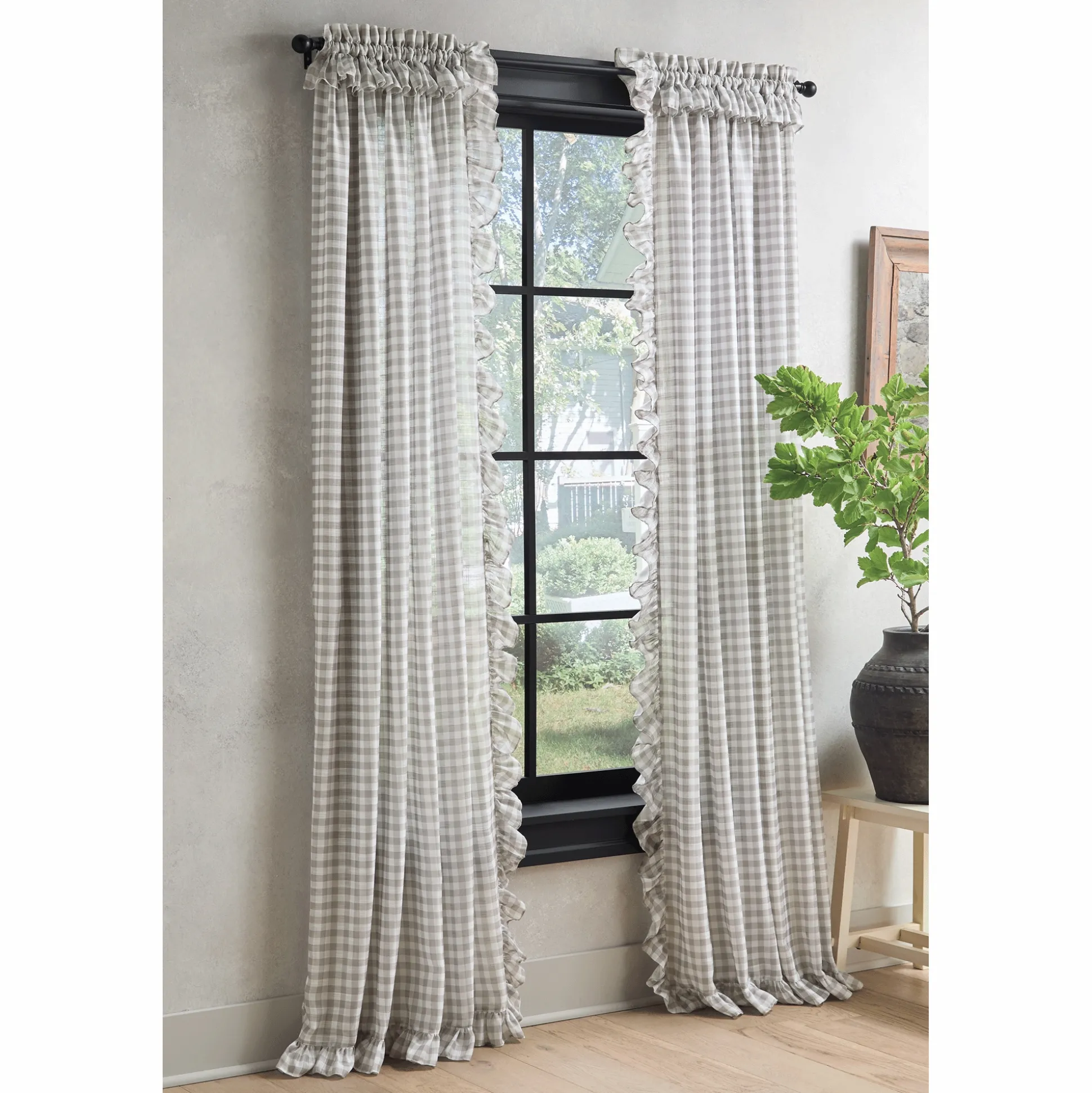 Semi-Sheer Gingham Panel Pair