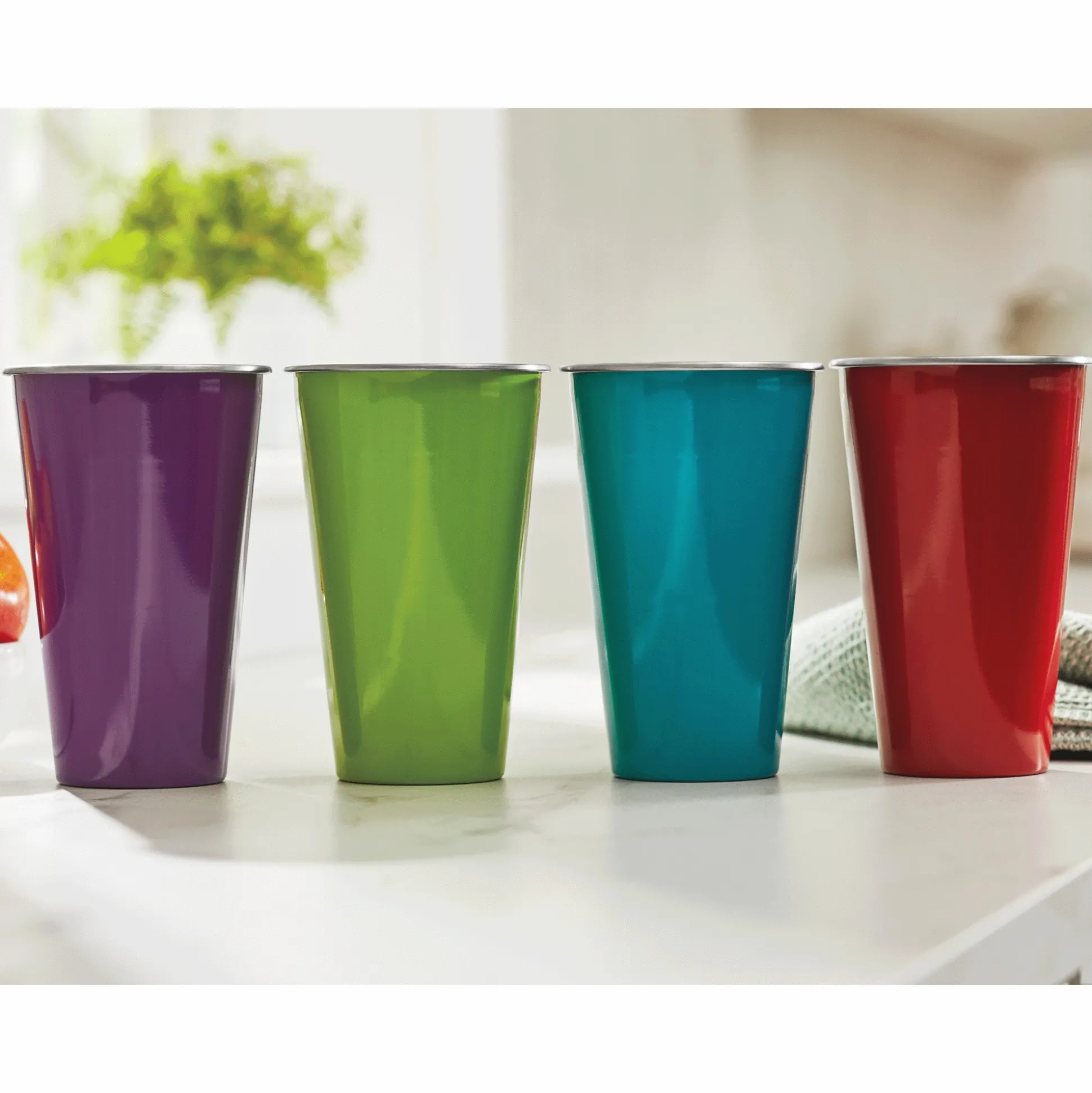 Set of 4 Assorted Color Stainless Steel Tumblers