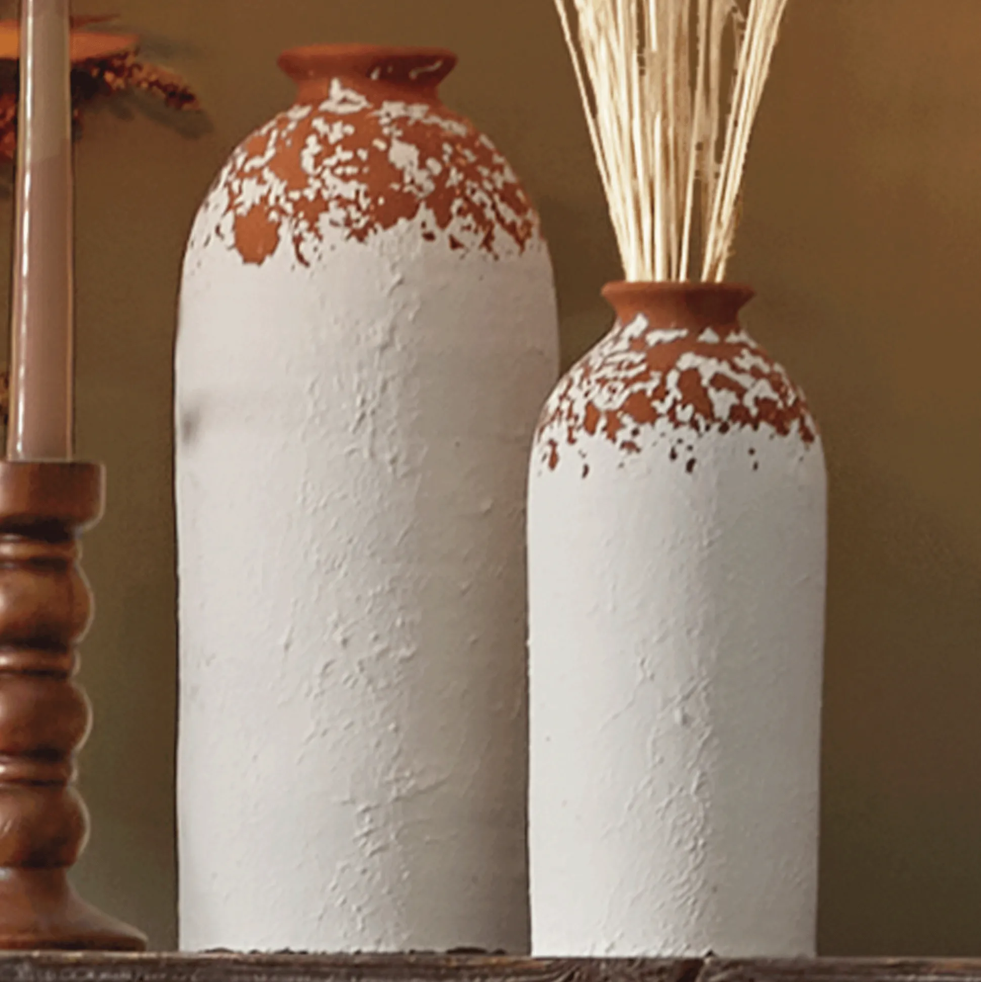 Set of 2 Autumn Two-Tone Vases