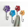 Set of 4 Bright Flower Wall Hooks