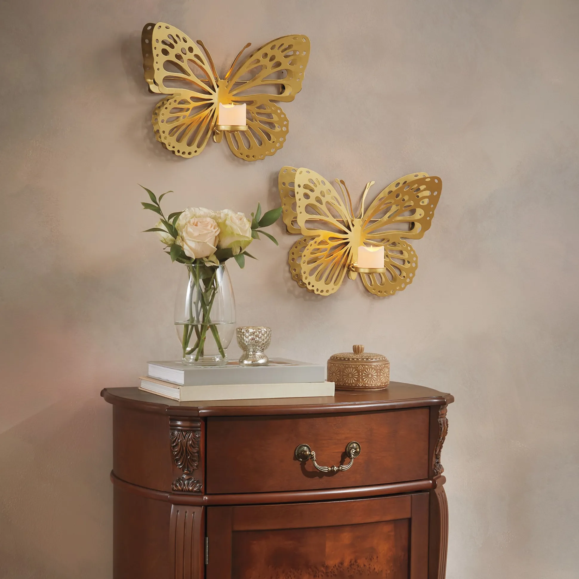 Set of 2 Butterfly Candle Sconces