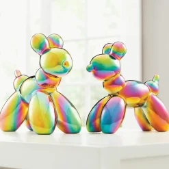 Set of 2 Colorful Balloon Dog Figurines