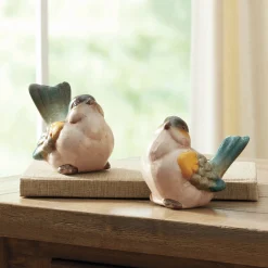 Set of 2 Colorful Bird Figurines