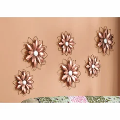 Set of 2 Copper-Colored Wall Flowers