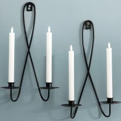 Set of 2 Double Taper Candle Sconces