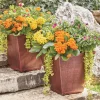 Set of 2 Faux-Wood Planters