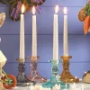 Set of 4 Glass Taper Candleholders