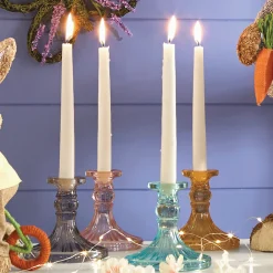 Set of 4 Glass Taper Candleholders