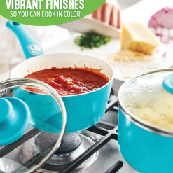 Set of 2 Greenlife Soft-Grip Ceramic Saucepans