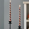 Set of 2 Halloween Black and Orange Swirl Taper Candles