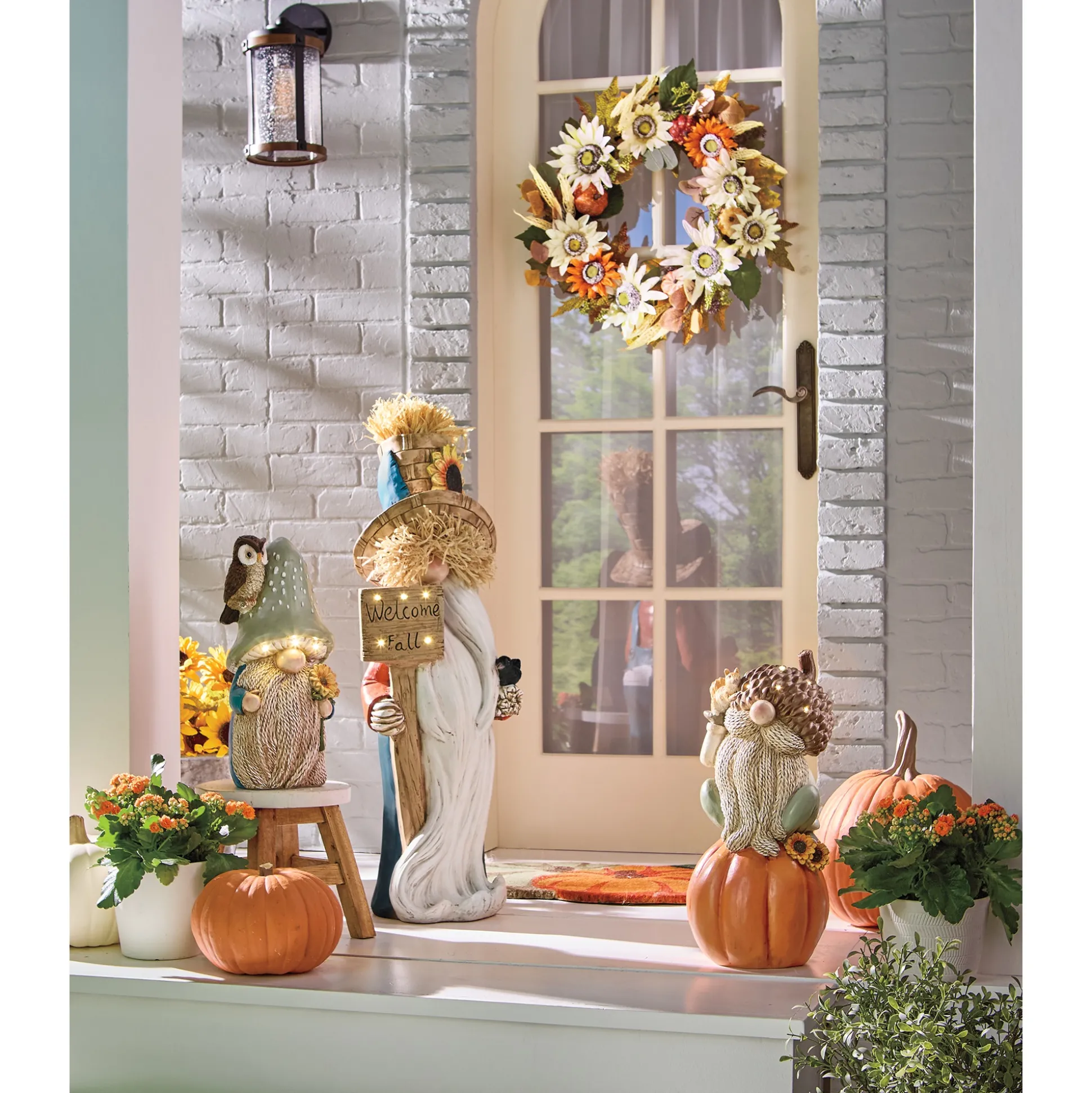 Set of 3 Large Lit Harvest Gnomes
