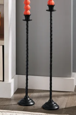 Set of 2 Metal Floor-Standing Taper Candle Holders