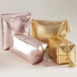 Set of 2 Metallic Makeup Bags for Travel