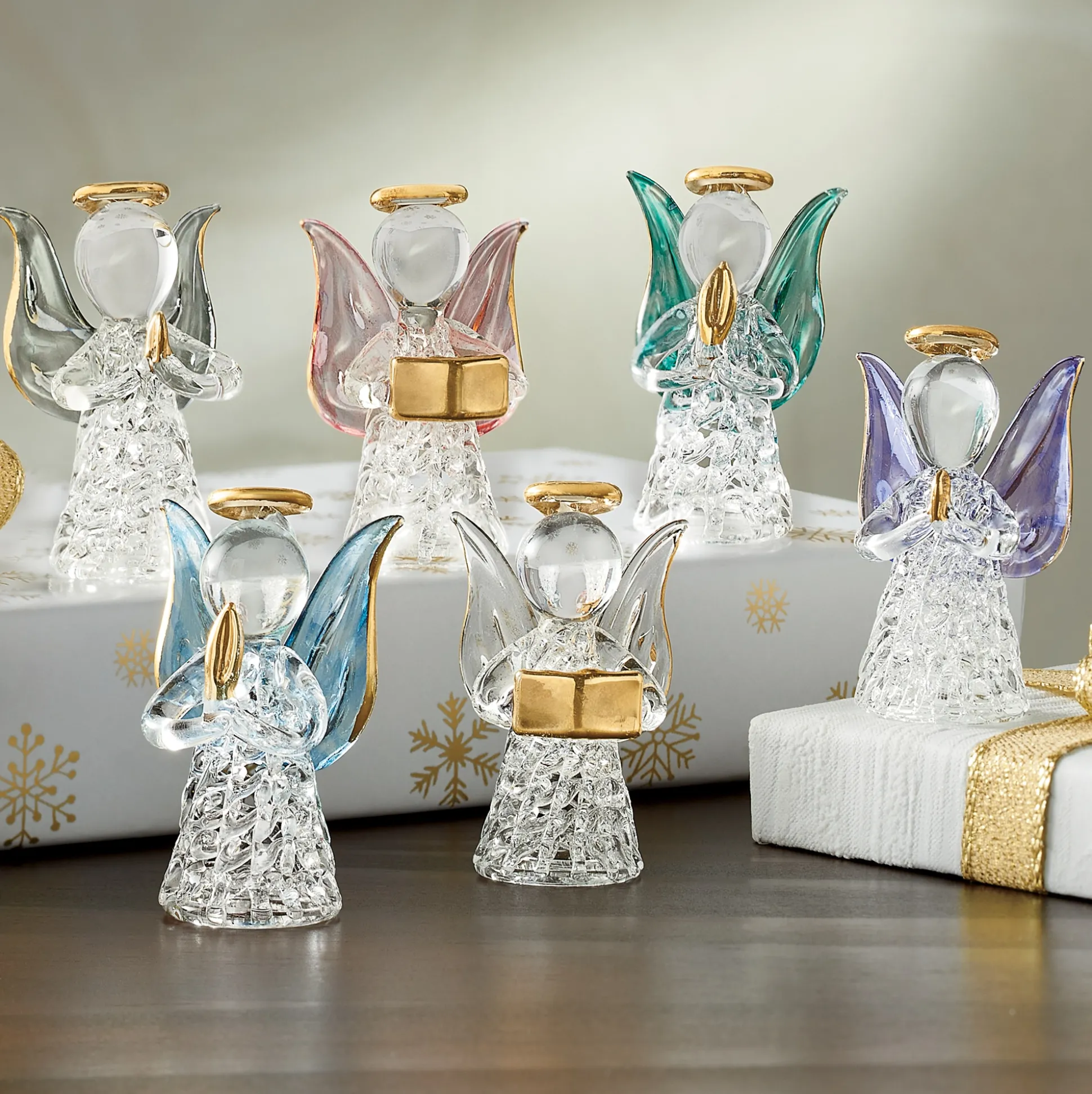 Set of 6 Mini Glass Angels