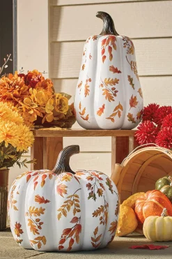 Set of 2 Outdoor Fall Leaves Pumpkin
