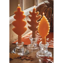 Set of 3 Oversized Leaf Taper Candles