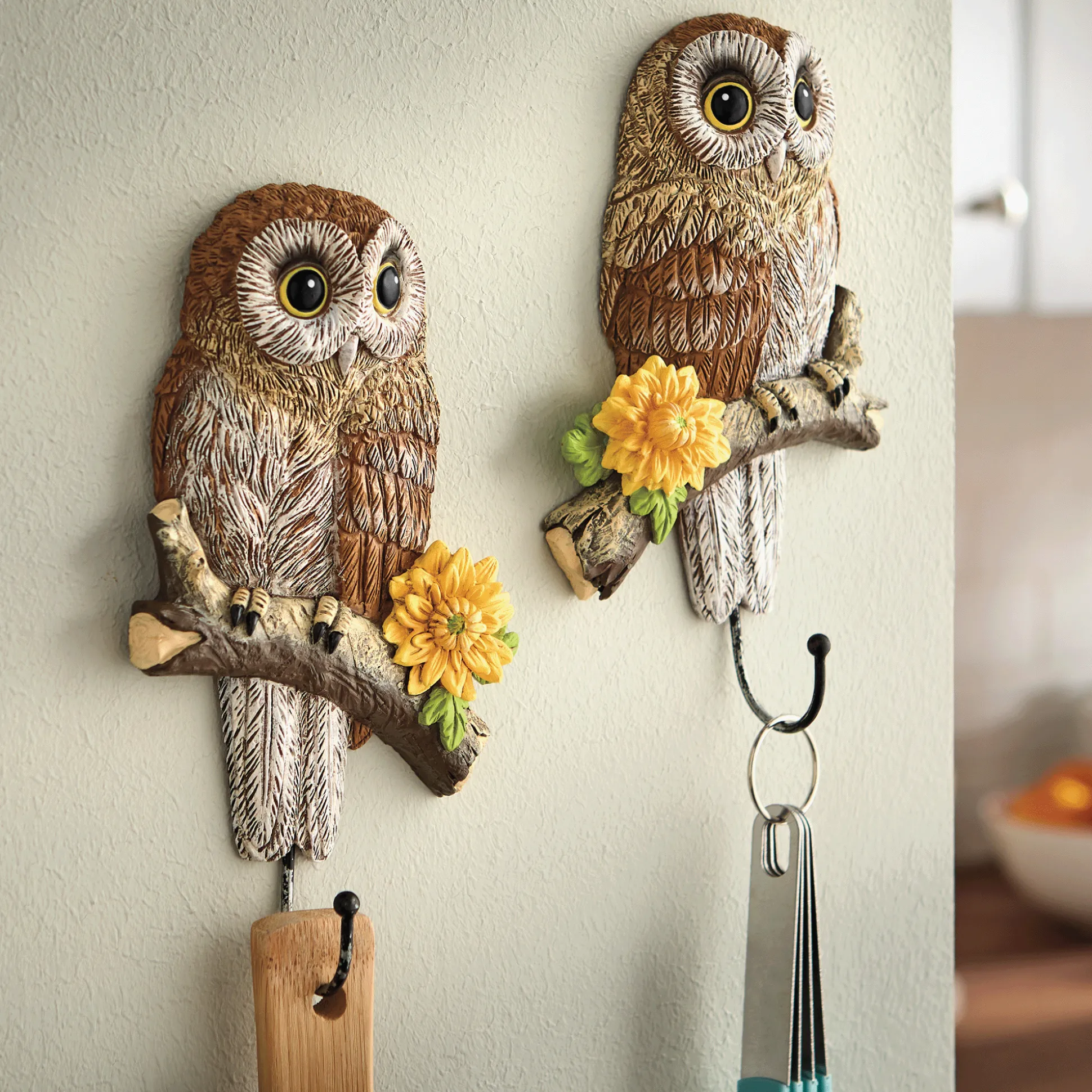Set of 2 Owl Wall Hooks