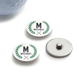 Set of 3 Personalized Laurel-Wreath Golf Ball Markers