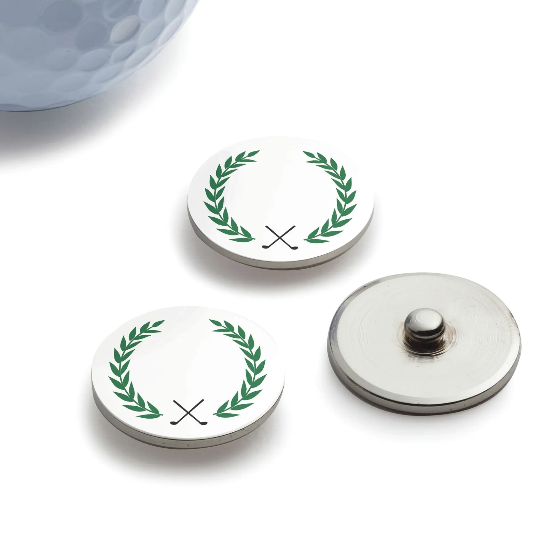 Set of 3 Personalized Laurel-Wreath Golf Ball Markers