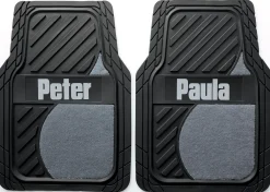 Set of 2 Personalized Rubber Car Floor Mats with Carpet Insets