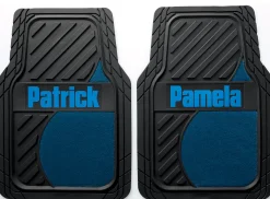 Set of 2 Personalized Rubber Car Floor Mats with Carpet Insets