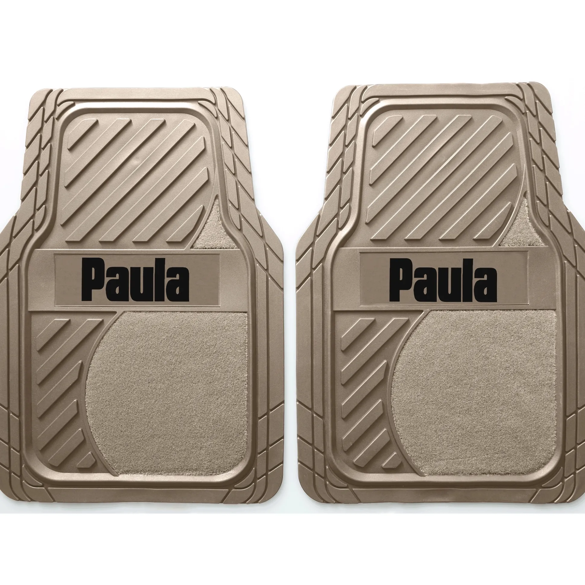Set of 2 Personalized Rubber Car Floor Mats with Carpet Insets
