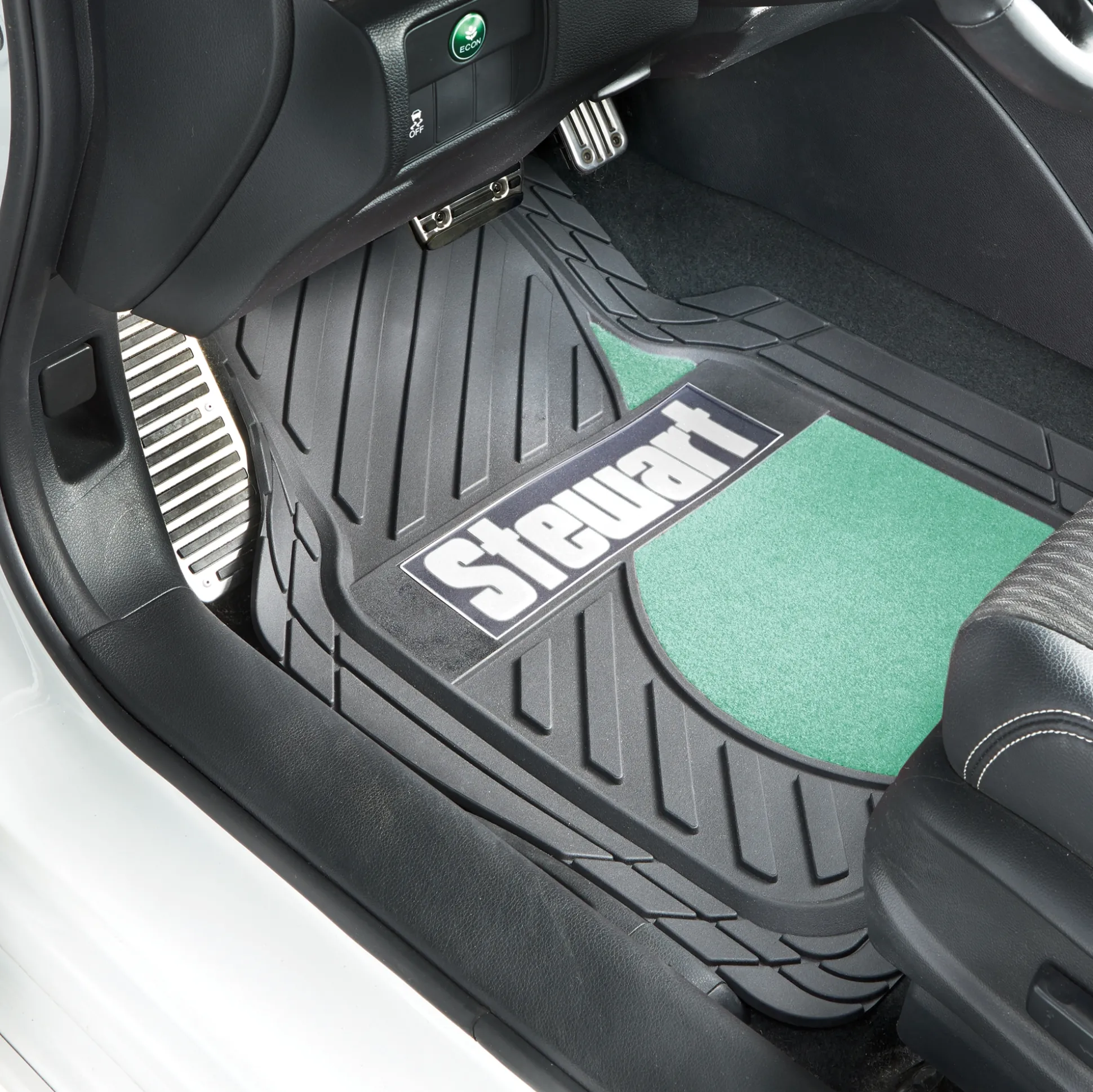 Set of 2 Personalized Rubber Car Floor Mats with Carpet Insets