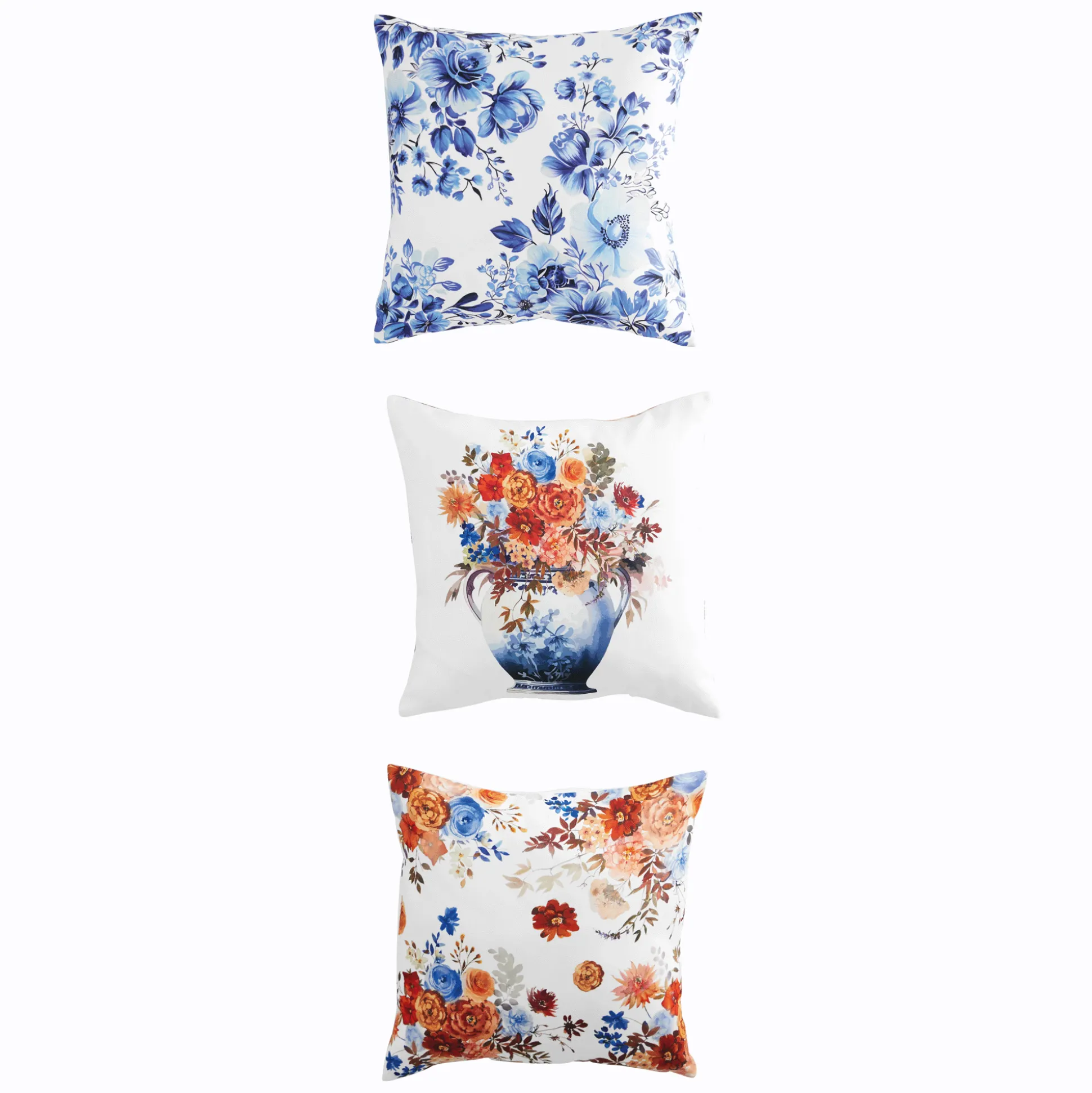 Set of 2 Reversible Chinoiserie Accent Pillows