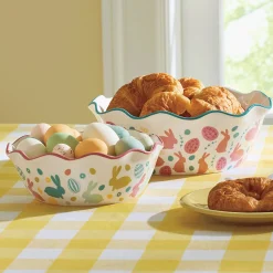 Set of 2 Ruffled Edge Whimsy Easter Bowls