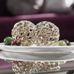 Set of 2 Silvertone Orbs