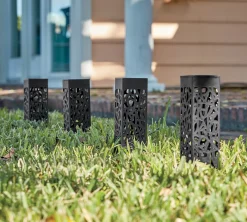 Set of 2 Solar Column Garden Lights