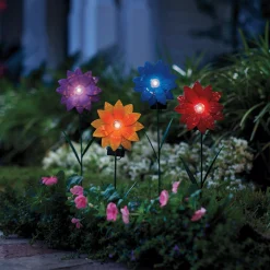 Set of 2 Solar Daisy Stakes