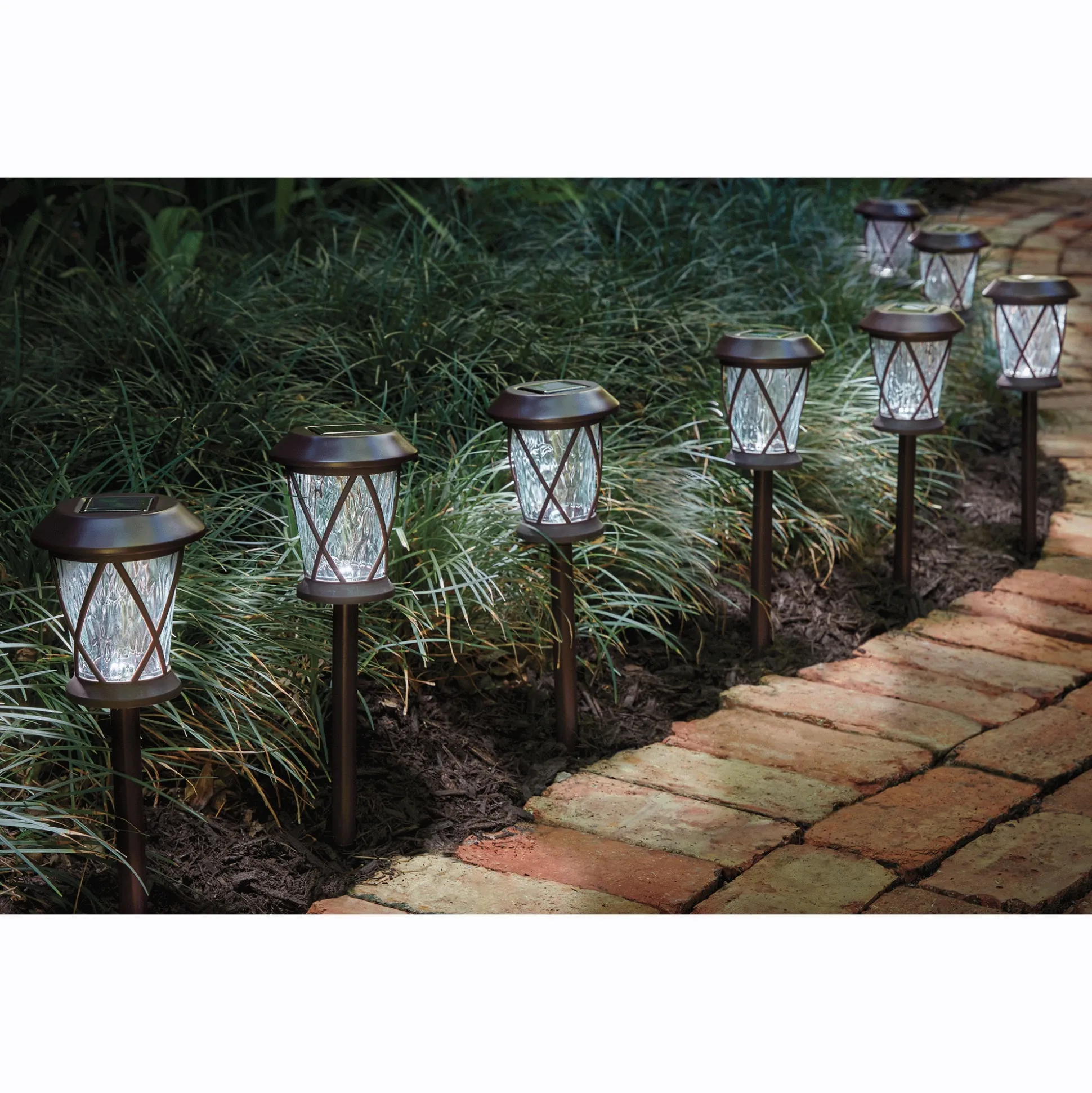Set of 8 Solar Glass Pathway Stakes