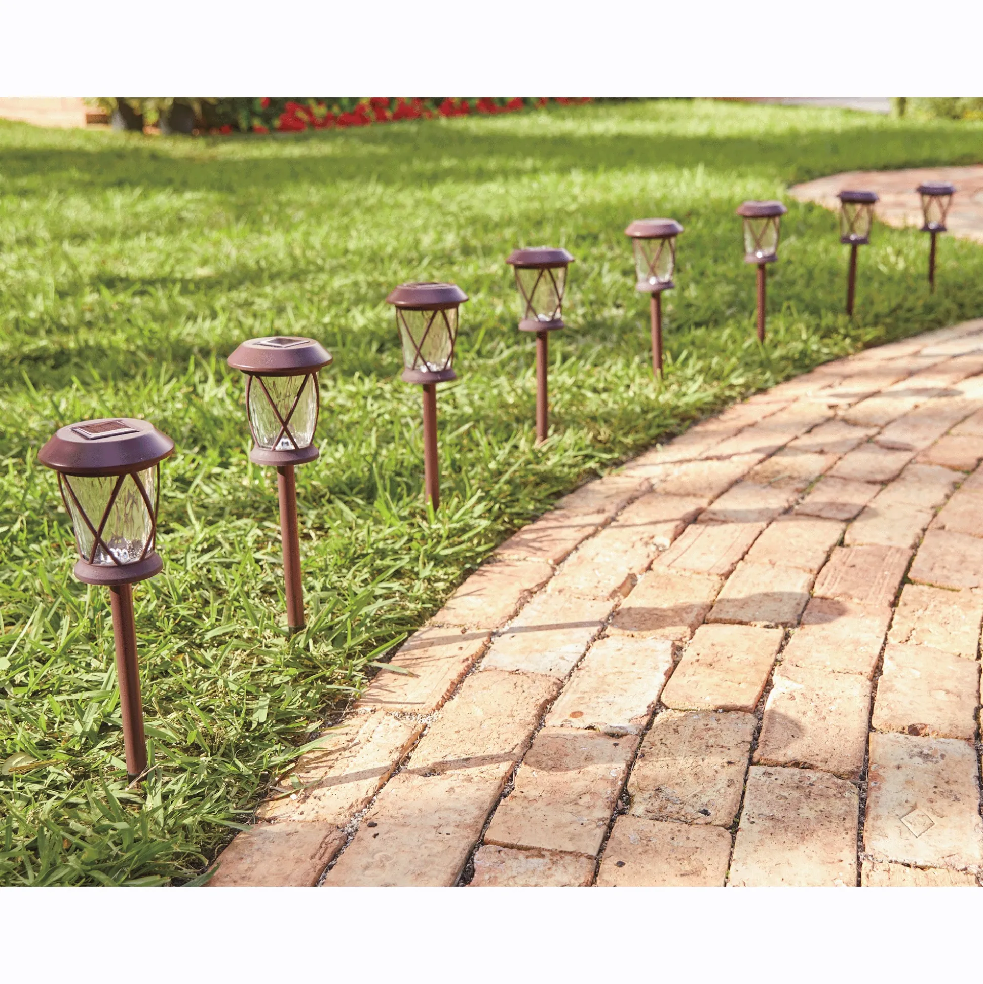 Set of 8 Solar Glass Pathway Stakes